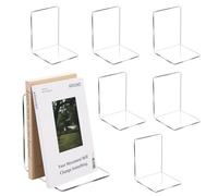 Fermalibri, 6 Pezzi Fermalibri per Mensole in Acrilico, Trasparenti Reggilibri con 24 Tappetino Antiscivolo, Supporto per Libri per Ufficio Scuola Biblioteca Casa - 15x11x11cm