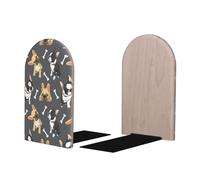 Fermalibri a due colori con bulldog francese per scaffali, 1 paio, base in legno e metallo, per libri pesanti, supporto organizer per libri, film, CD, per casa e ufficio