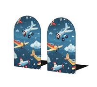 Fermalibri a forma di aeroplano, in legno, per scaffali, resistente, con base antiscivolo, fermalibri per casa, ufficio, biblioteca, 1 paio