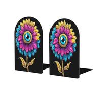Fermalibri a forma di fiore colorato con un occhio per mensole 2 pezzi in legno fermalibri per biblioteche di casa e ufficio