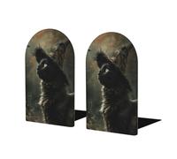 Fermalibri a forma di gatto nero che indossa un cappello da strega, per mensole, 2 pezzi, in legno, per casa, ufficio, biblioteche