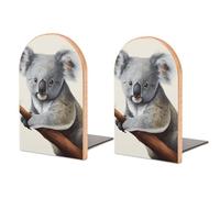 Fermalibri a forma di koala e farfalla, per scaffali, in legno, robusto, con base in metallo, per librerie, fermalibri decorativi