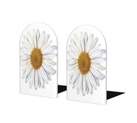 Fermalibri a forma di margherita per mensole, 2 pezzi, in legno, fermalibri per casa, ufficio, biblioteche