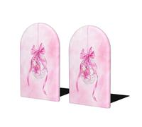 Fermalibri a forma di palla da discoteca con fiocco rosa, per mensole, 2 pezzi, in legno, fermalibri per casa, ufficio, biblioteche