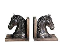 Fermalibri a forma di testa di cavallo, sculture vintage in resina per scrivania e ufficio, 1 paio di supporti decorativi per libreria, fermalibri