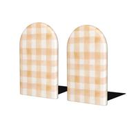 Fermalibri a scacchi arancione bianco a forma di zucca per scaffali 2 pezzi fermalibri in legno per biblioteche di casa e ufficio