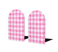 Fermalibri a scacchi rosa e bianchi per scaffali 2 pezzi in legno fermalibri organizer per biblioteche di casa e ufficio