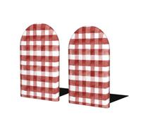 Fermalibri a scacchi rosso e bianco pomodoro scuro per mensole 2 pezzi fermalibri in legno per biblioteche di casa e ufficio