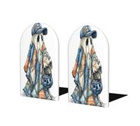 Fermalibri a secchiello per mensole, in denim, per Halloween, fantasma, zucca, 2 pezzi, in legno, per casa, ufficio, biblioteche