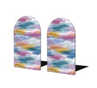 Fermalibri ad acquerello morbido giallo pastello chiaro rosa per scaffali 2 pezzi fermalibri in legno per libreria Home Office