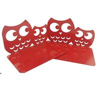 Fermalibri antiscivolo in metallo, con gufi, 1 coppia Red