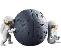 Fermalibri Astronauta e Luna, Fermalibri Creativi a Tema Spaziale, Fermalibri Decorativi in Resina per Mensole - Decorazioni Uniche per Ufficio e Casa(Gray)