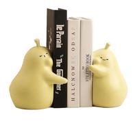 Fermalibri Ceramica 1 Coppia di Fermalibri a Forma di Pera Fermalibri per Mensole Creativi per Libri Film CD, Reggilibri Decorativi, Ornamenti per la Casa e l'ufficio Libreria (Giallo)