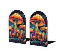 Fermalibri colorati a forma di fungo, in legno, per mensole, resistenti, con base antiscivolo, fermalibri per casa, ufficio, biblioteca, 1 paio