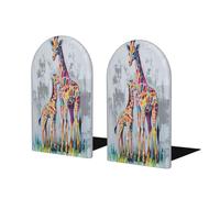 Fermalibri colorati a forma di giraffa graffiti per mensole 2 pezzi in legno fermalibri per biblioteche di casa e ufficio