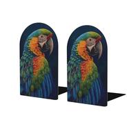 Fermalibri colorati a forma di pappagallo, per mensole, 2 pezzi, in legno, per biblioteche di casa e ufficio