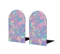 Fermalibri con motivo di colori al neon per scaffali 2 pezzi in legno fermalibri per biblioteche per ufficio domestico