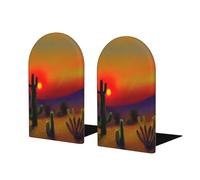 Fermalibri con stampa di cactus al tramonto nel deserto per scaffali per contenere libri tappi antiscivolo in legno decorativo casa ufficio