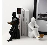 Fermalibri da lettura in ceramica, 1 paio di fermalibri decorativi in bianco e nero, statue e sculture astratte, regali per gli amanti dei libri uomini donne