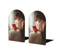 Fermalibri da lettura per mensole con vestito bianco a forma di bella donna, in legno, 2 pezzi, per biblioteche di casa e ufficio