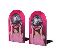 Fermalibri da ragazza estetico senza testa a forma di palla da discoteca rosa per scaffali 2 pezzi fermalibri in legno per biblioteche per casa ufficio