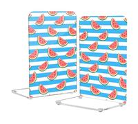 Fermalibri decorativi a righe bianche e blu con anguria per scaffali organizer per libri trasparenti per camera dei bambini scrivania organizador de libros para escritorio 2 pezzi