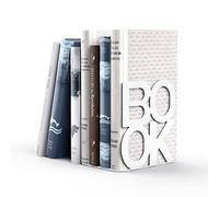 Fermalibri decorativi in metallo, supporti per libreria, scrivania, libri, design dall'aspetto unico, resistenti (bianco)