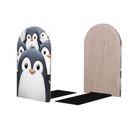 Fermalibri decorativi per mensole, a forma di pinguino, antiscivolo, resistenti, in legno, per casa, ufficio, biblioteca