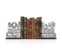 Fermalibri decorativo in metallo a forma di drago, 23 x 11,9 cm, unico fermalibri a forma di drago, decorazione fantasy, fermalibri carino e fantasioso con drago e gatto sdraiati sullo scaffale