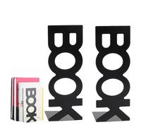 Fermalibri, Fermalibri per Mensole in Metallo 1 Paio Reggilibri per Mensole Antiscivolo per Uffici,Scuole,Soggiorni,Librerie e Biblioteche (Nero)
