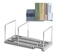 Fermalibri, fermalibri regolabili, fermalibri a scomparsa, fermalibri antiscivolo per la casa, l'ufficio, la biblioteca della scuola,Bookends (Grigio)