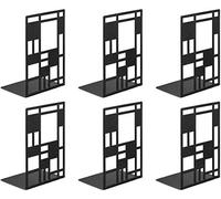 Fermalibri, fermalibri, resistente, fermalibri per scaffali per libri, fermalibri decorativi in metallo (nero, 3 paia) per regali di topi di biblioteca, divisori per libri dal design astratto,