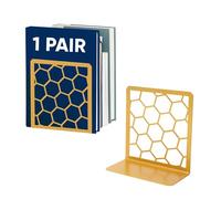 Fermalibri geometrici a nido d'ape in metallo (oro, 1 paio) fermalibri per scaffali