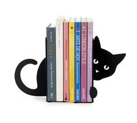 Fermalibri Hidden Cat Colore nero Supporto da scaffale per libri a forma di un