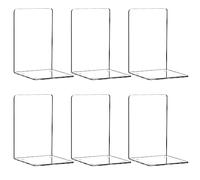 Fermalibri in acrilico, trasparenti per scaffali, organizer per libri, con 24 tappetini antiscivolo in silicone per biblioteca, ufficio, scuola (12,7 x 12,7 x 18,5 cm, spessore 3 mm, 3 paia/6 pezzi)