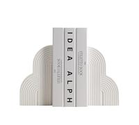 Fermalibri in ceramica bianca elegante per casa e ufficio, fermalibri decorativi pesanti con design ad arco a strati, ideale per la decorazione della libreria e l'organizzazione della stanza dei