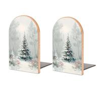 Fermalibri in legno a forma di albero di Natale nel bosco, 2 pezzi, robusto, organizer da scrivania per casa, ufficio, biblioteche