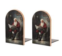 Fermalibri in legno a forma di Babbo Natale che legge giornali sul WC, 2 pezzi, robusto supporto per libri, organizer da scrivania per casa, ufficio, biblioteche