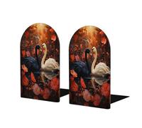 Fermalibri in legno a forma di cigni bianchi e neri, per mensole, fermalibri in legno, resistenti, antiscivolo, per casa, ufficio, studio, decorazione, 1 paio