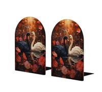 Fermalibri in legno a forma di cigni bianchi e neri, per mensole, fermalibri in legno, resistenti, antiscivolo, per casa, ufficio, studio, decorazione, 1 paio