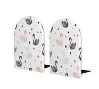 Fermalibri in legno a forma di cigni neri e bianchi, per mensole, fermalibri in legno, resistenti, antiscivolo, per casa, ufficio, studio, decorazione, 1 paio