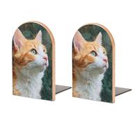 Fermalibri in legno a forma di gatto, 2 pezzi, robusto, organizer da scrivania per casa, ufficio, biblioteche