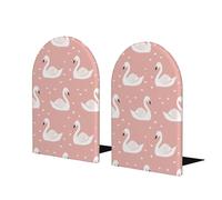 Fermalibri in legno con motivo a cigni bianchi, per mensole, fermalibri in legno, resistenti, antiscivolo, per casa, ufficio, studio, decorazione, 1 paio