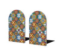 Fermalibri in legno con piastrelle di ceramica messicana, robusti supporti per libri per casa e ufficio, per riporre riviste, DVD e documenti con copertina rigida