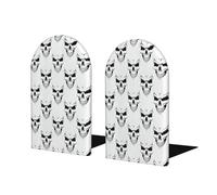 Fermalibri in legno con stampa a testa di scheletro monocromatica a tema Halloween, robusto ed elegante, ottimo regalo per gli amanti dei libri