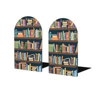 Fermalibri in legno con stampa di topi di biblioteca, base in metallo, fermalibri decorativi per casa e ufficio