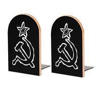 Fermalibri in legno di falce e martello dell'URSS Simpatici supporti per libri pesanti Fermalibri decorativi per scaffali Scrivania, grande