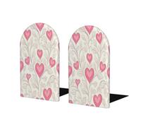 Fermalibri in legno disegnato a mano con foglie e cuore, per mensole, resistente, con base antiscivolo, organizer decorativo per libri per ufficio, casa, biblioteca, studio, camera da letto