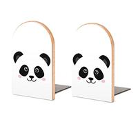 Fermalibri in legno per scaffali per contenere libri Stampa di un simpatico panda con piccoli fermalibri antiscivolo Scrivania decorativa per ufficio in casa