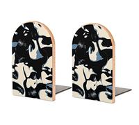 Fermalibri in legno per scaffali per contenere libri Stampa estetica psichedelica retrò Piccoli fermalibri antiscivolo Scrivania decorativa per ufficio in casa